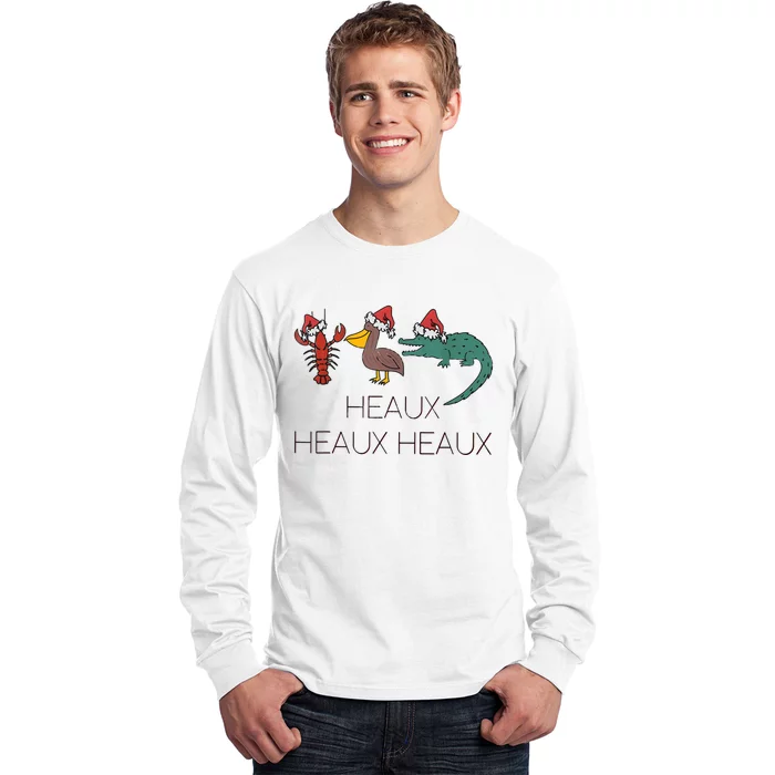 Heaux Heaux Heaux Funny Louisiana Cajun Christmas Holiday Long Sleeve Shirt