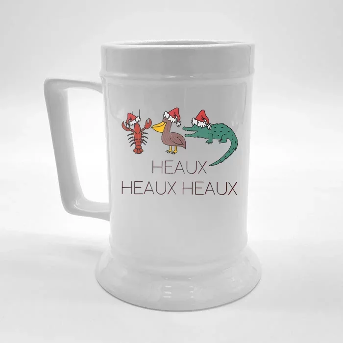 Heaux Heaux Heaux Funny Louisiana Cajun Christmas Holiday Front & Back Beer Stein