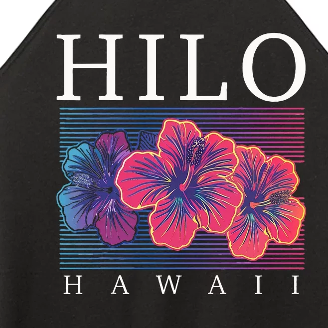 Hilo Hawaii Hawaiian Hibiscus Flowers Surfer Souvenir Women’s Perfect Tri Rocker Tank