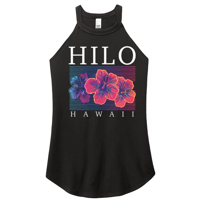 Hilo Hawaii Hawaiian Hibiscus Flowers Surfer Souvenir Women’s Perfect Tri Rocker Tank