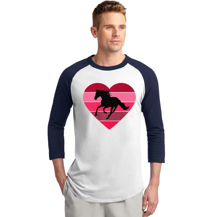 Horse Heart Horseback Equestrian Riding Cuten Women Premium Baseball Sleeve Shirt