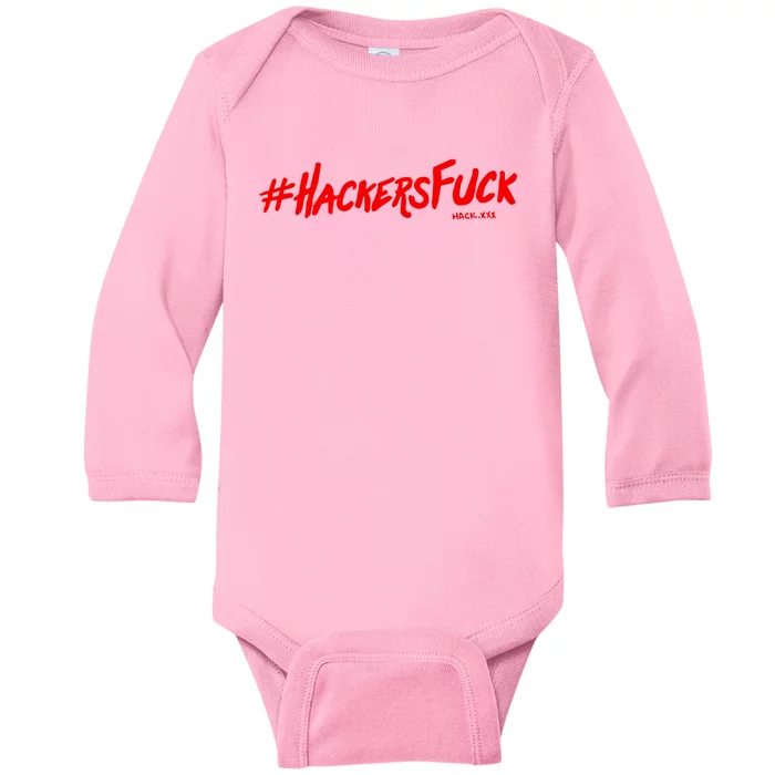 Hack.Xxx Hashtag Hackers Suck Baby Long Sleeve Bodysuit