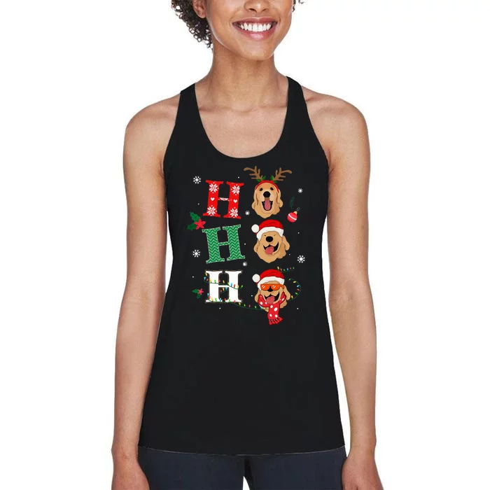 Ho Ho Ho Retrievers Golden Xmas Outfit Christmas Costume Women's Racerback Tank