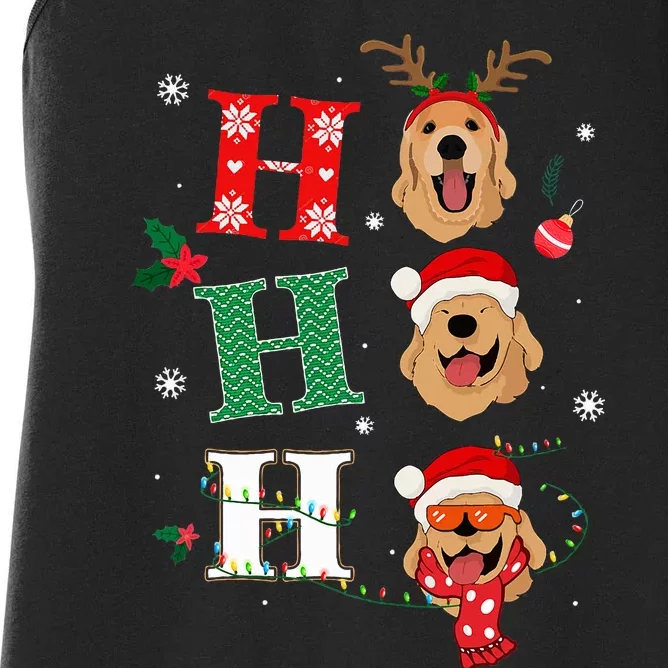 Ho Ho Ho Retrievers Golden Xmas Outfit Christmas Costume Women's Racerback Tank