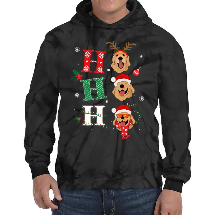 Ho Ho Ho Retrievers Golden Xmas Outfit Christmas Costume Tie Dye Hoodie