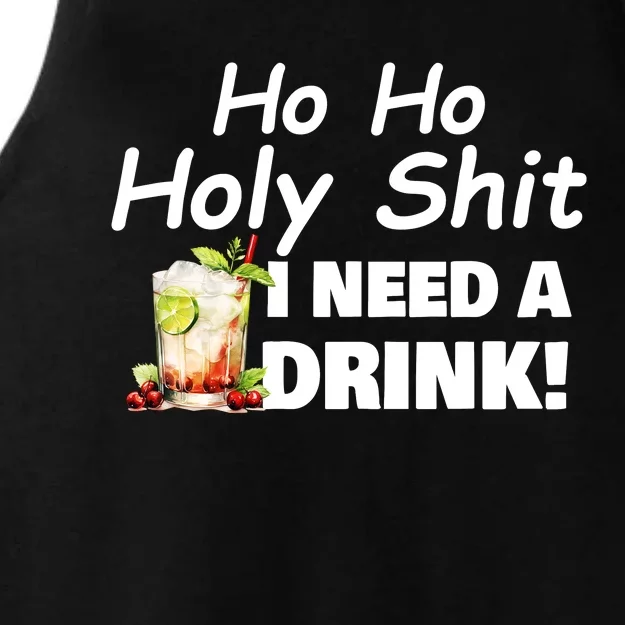 Ho Ho Holy I Need A Drink Funny Christmas Santa Claus Ladies Tri-Blend Wicking Tank