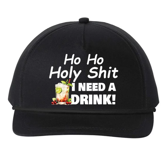 Ho Ho Holy I Need A Drink Funny Christmas Santa Claus Snapback Five-Panel Rope Hat