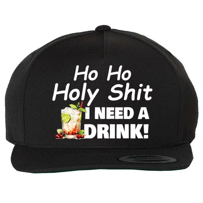 Ho Ho Holy I Need A Drink Funny Christmas Santa Claus Wool Snapback Cap