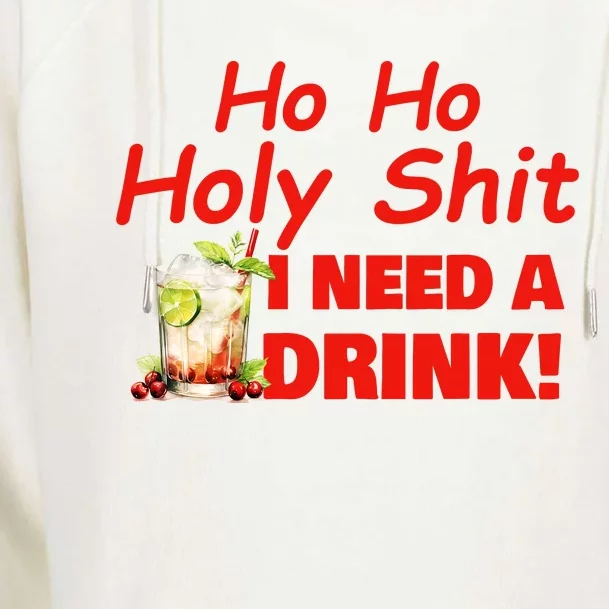 Ho Ho Holy I Need A Drink Funny Christmas Santa Claus Womens Funnel Neck Pullover Hood