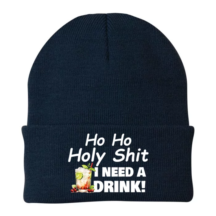 Ho Ho Holy I Need A Drink Funny Christmas Santa Claus Knit Cap Winter Beanie