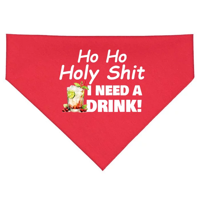 Ho Ho Holy I Need A Drink Funny Christmas Santa Claus USA-Made Doggie Bandana