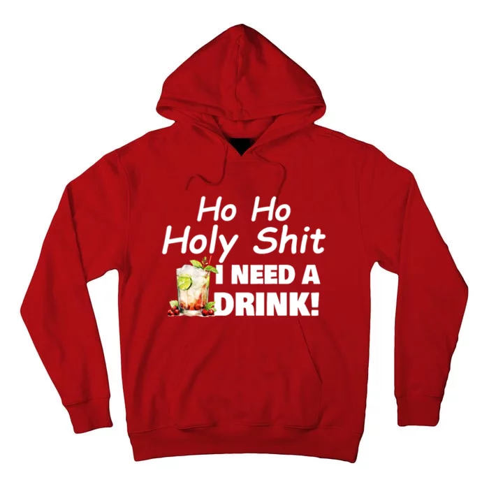 Ho Ho Holy I Need A Drink Funny Christmas Santa Claus Tall Hoodie