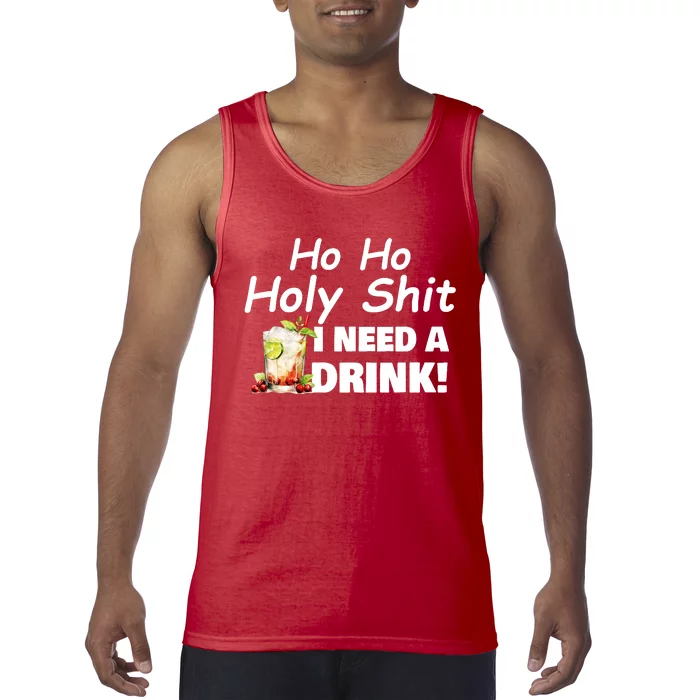 Ho Ho Holy I Need A Drink Funny Christmas Santa Claus Tank Top