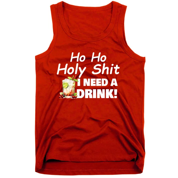 Ho Ho Holy I Need A Drink Funny Christmas Santa Claus Tank Top