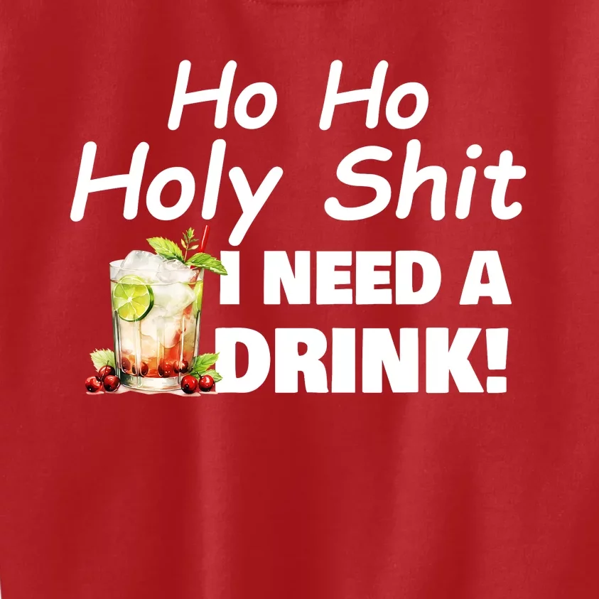 Ho Ho Holy I Need A Drink Funny Christmas Santa Claus Kids Sweatshirt