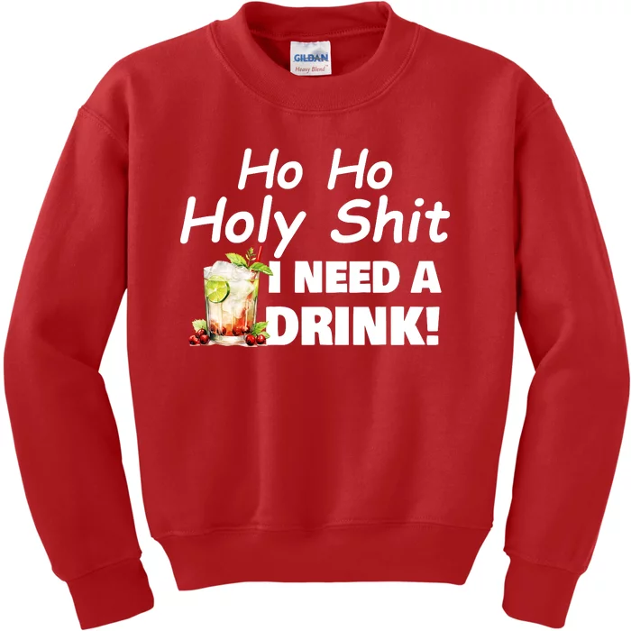 Ho Ho Holy I Need A Drink Funny Christmas Santa Claus Kids Sweatshirt