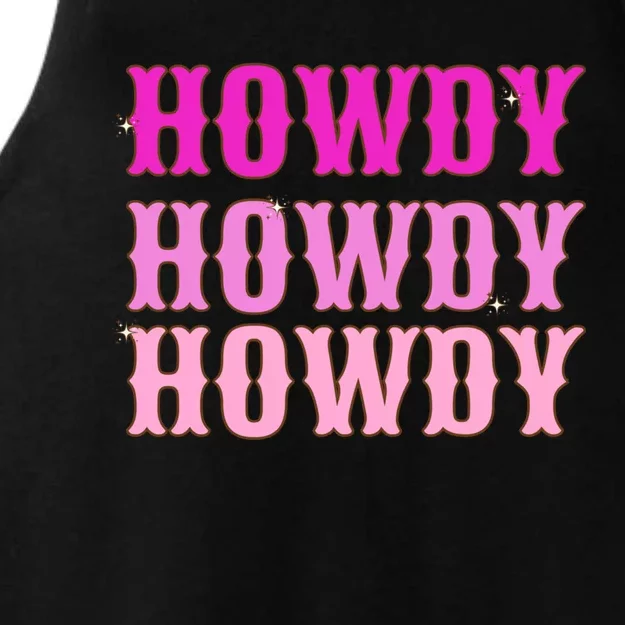 Howdy Howdy Howdy Hot Pink And White Aesthetic Space Cowgirl Funny Gift Ladies Tri-Blend Wicking Tank