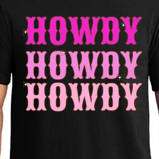 Howdy Howdy Howdy Hot Pink And White Aesthetic Space Cowgirl Funny Gift Pajama Set