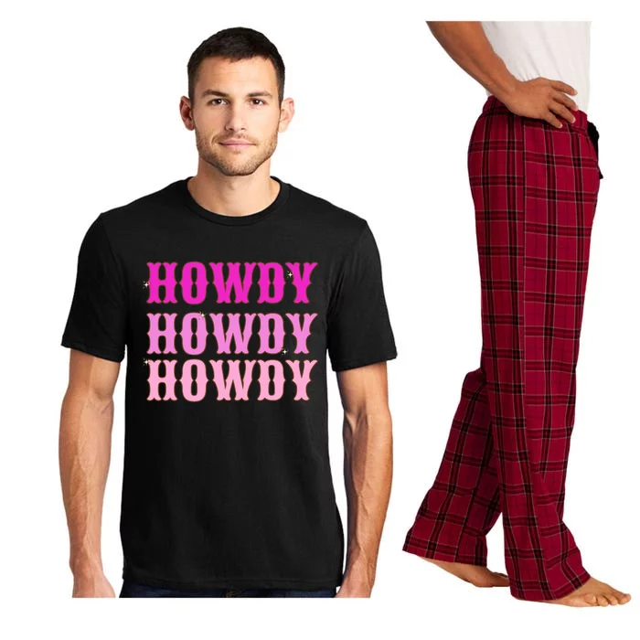 Howdy Howdy Howdy Hot Pink And White Aesthetic Space Cowgirl Funny Gift Pajama Set