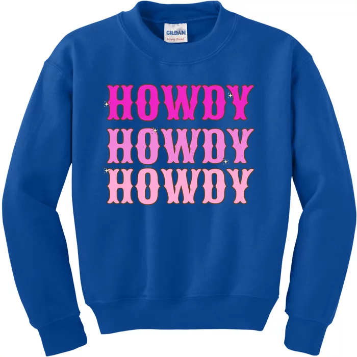 Howdy Howdy Howdy Hot Pink And White Aesthetic Space Cowgirl Funny Gift Kids Sweatshirt