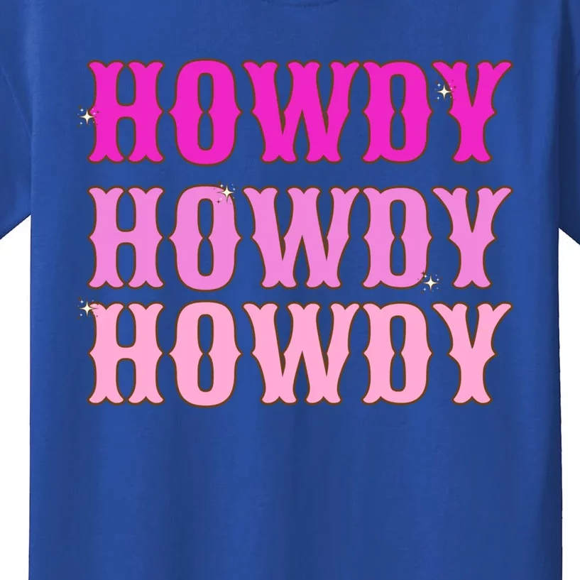 Howdy Howdy Howdy Hot Pink And White Aesthetic Space Cowgirl Funny Gift Kids T-Shirt