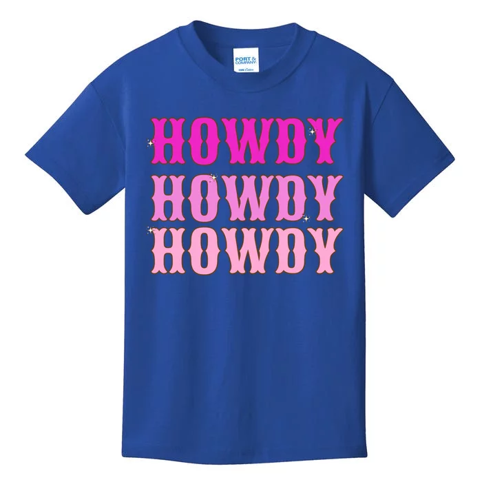 Howdy Howdy Howdy Hot Pink And White Aesthetic Space Cowgirl Funny Gift Kids T-Shirt