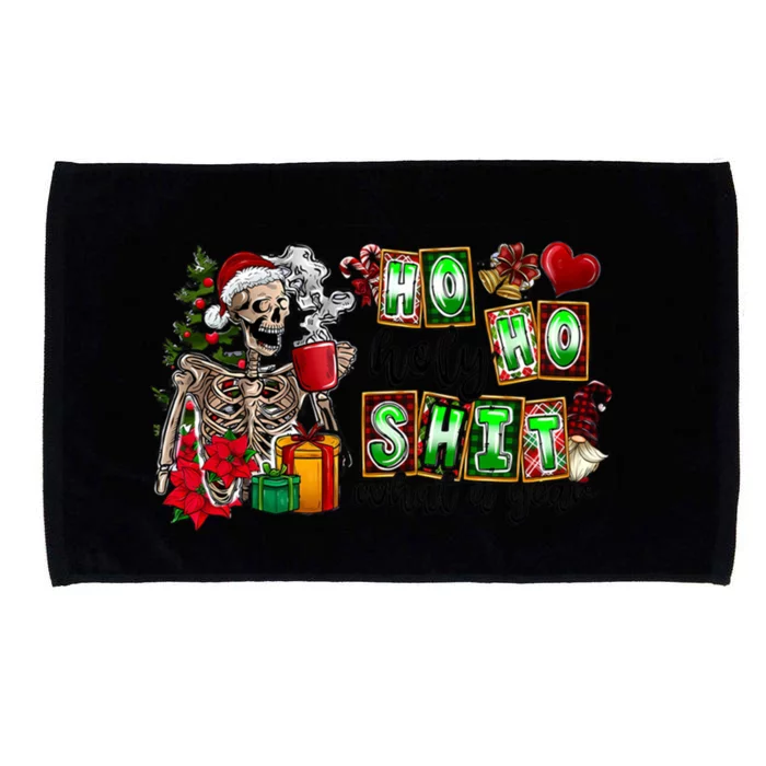 Ho Ho Holy Shit What A Year Funny Christmas Skeleton Gift Microfiber Hand Towel