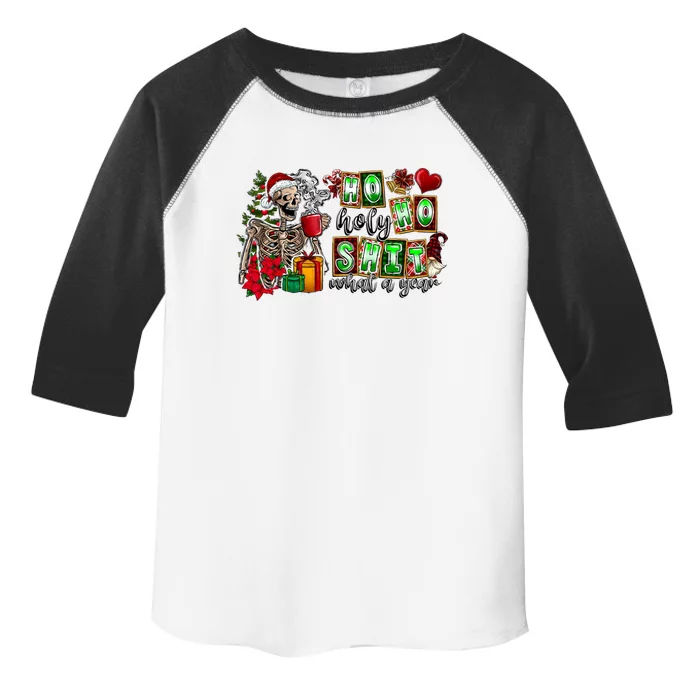 Ho Ho Holy Shit What A Year Funny Christmas Skeleton Gift Toddler Fine Jersey T-Shirt