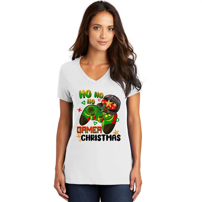 Ho Ho Ho Gamer Christmas Women's V-Neck T-Shirt