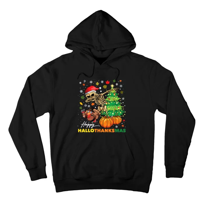 Happy Hallothanksmas Halloween Thanksgiving Christmas Hoodie