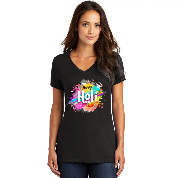 Happy Holi Holi Hai Hindu Holi Festival Festival Of Colors Women's V-Neck T-Shirt