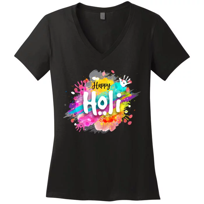 Happy Holi Holi Hai Hindu Holi Festival Festival Of Colors Women's V-Neck T-Shirt