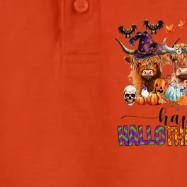 Happy Hallothanksmas Highland Cow Print Halloween Christmas Dry Zone Grid Performance Polo