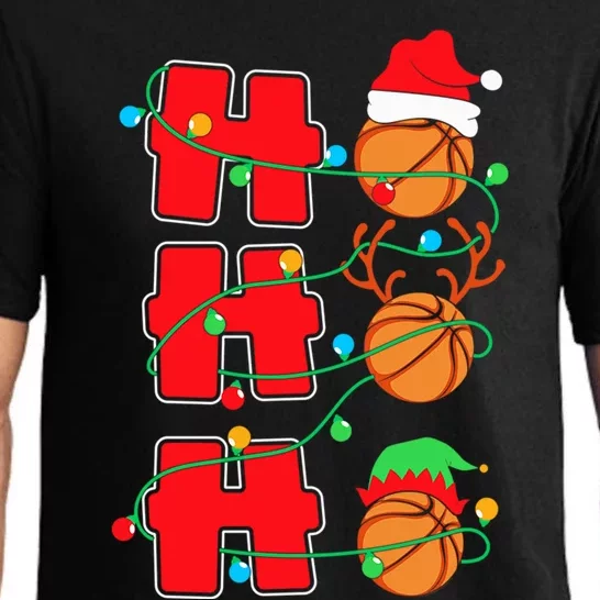 Ho Ho Ho Basketball Lights Santa Hat Reindeer Elf Christmas Cute Gift Pajama Set