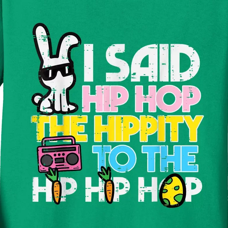 Hip Hop Hippity Easter Bunny Funny Kids Long Sleeve Shirt