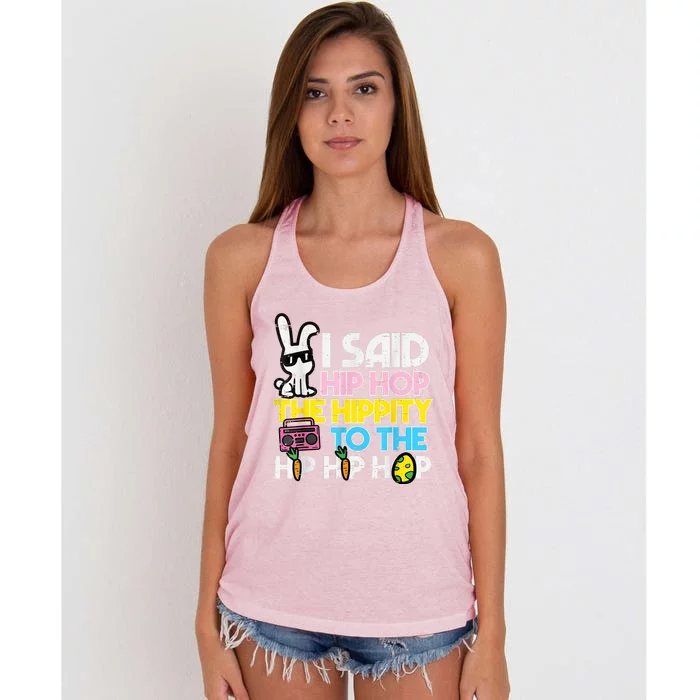 Hip Hop Hippity Easter Bunny Funny Women's Knotted Racerback Tank