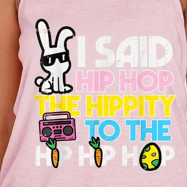 Hip Hop Hippity Easter Bunny Funny Women's Knotted Racerback Tank