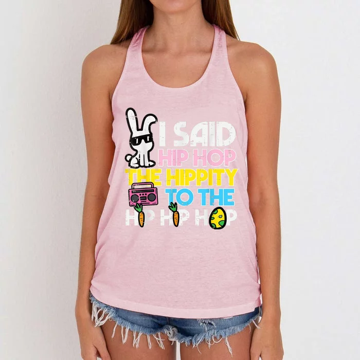 Hip Hop Hippity Easter Bunny Funny Women's Knotted Racerback Tank