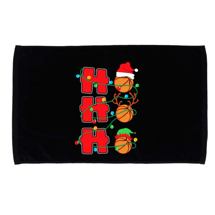 Ho Ho Ho Basketball Lights Santa Hat Reindeer Elf Christmas Meaningful Gift Microfiber Hand Towel