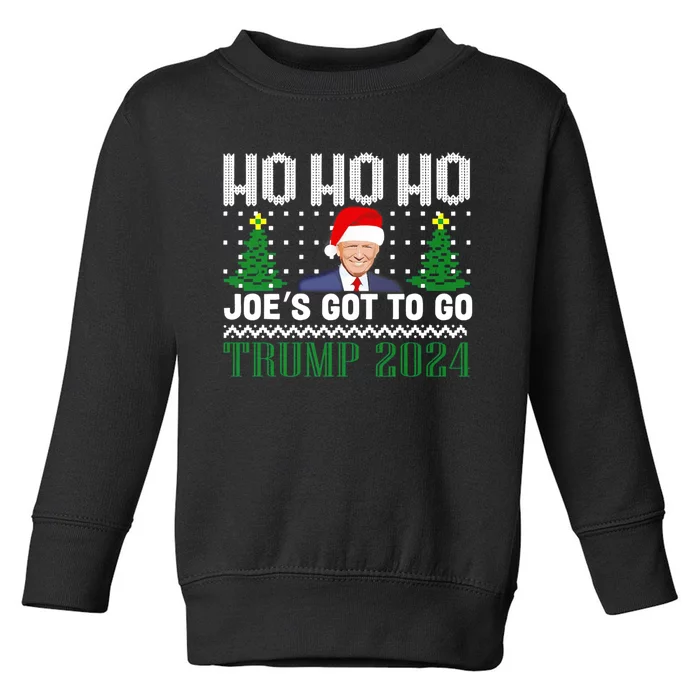 Ho Ho Ho JoeS Got To Go Trump 2024 Ugly Sweater Christmas Toddler Sweatshirt