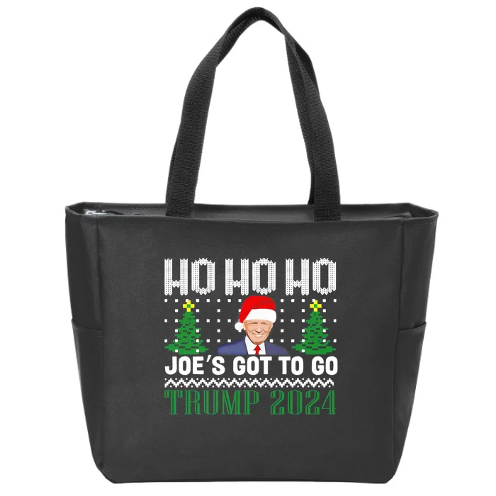 Ho Ho Ho JoeS Got To Go Trump 2024 Ugly Sweater Christmas Zip Tote Bag