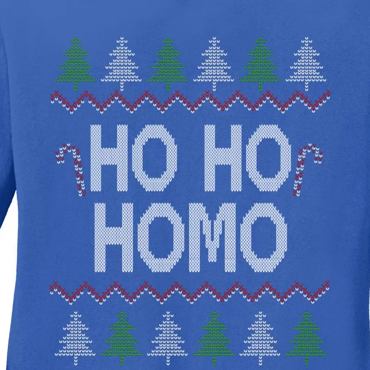 Ho Ho Ho Homo Homosexual Lgbt Gay Ugly Christmas Gift Ladies Long Sleeve Shirt