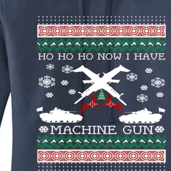 Ho Ho Ho Now I Have A Machine Gun Ugly Christmas Sweater Gift Women's Pullover Hoodie