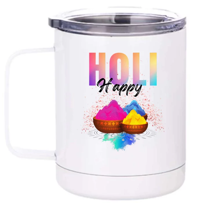 Happy Holi Front & Back 12oz Stainless Steel Tumbler Cup