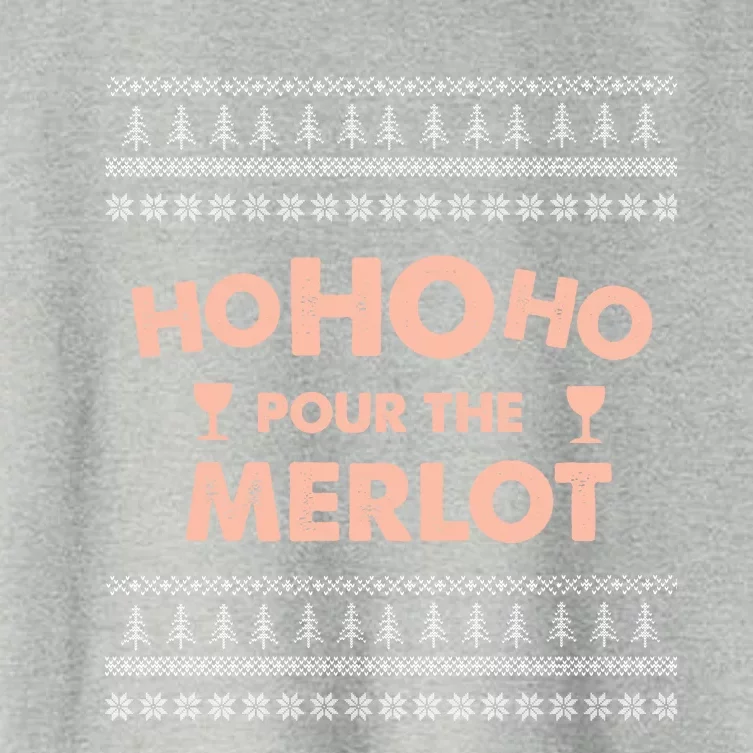 Ho Ho Ho Pour The Merlot Funny Ugly Sweater Gift Women's Crop Top Tee