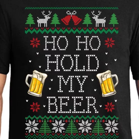 Ho Ho Hold My Beer Christmas Ugly Sweater Gift Pajama Set