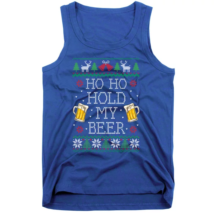 Ho Ho Hold My Beer Christmas Ugly Sweater Gift Tank Top