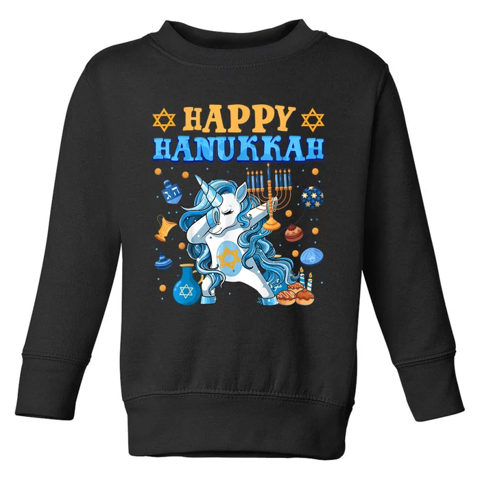 Happy Happy Hanukkah Unicorn Jewnicorn Chanukah Jewish Xmas Gifts Toddler Sweatshirt