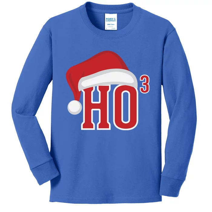 Ho Ho Ho X 3 Third Power Funny Christmas Holiday Gift Kids Long Sleeve Shirt