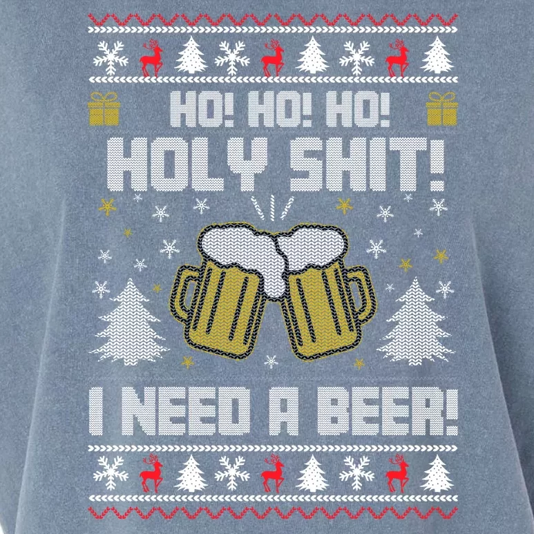 Ho Ho Holy I Need A Beer Santa Claus Ugly Christmas Garment-Dyed Women's Muscle Tee